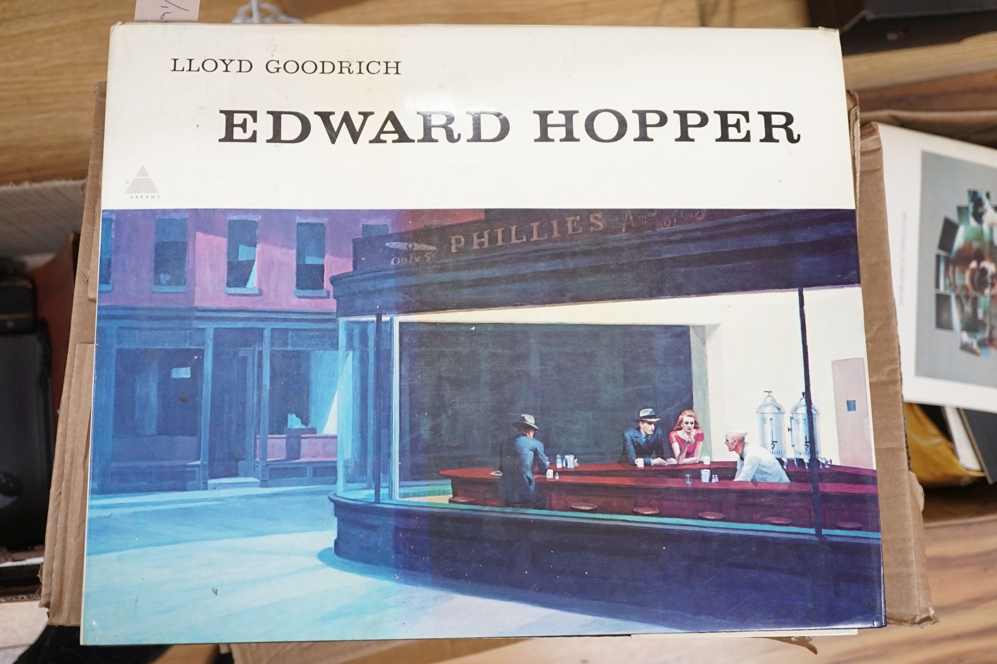 A quantity of books on art, design and architecture, in 4 boxes, Abrams, Edward Hopper, David Roberts, The Holy Land and other 20th century volumes.